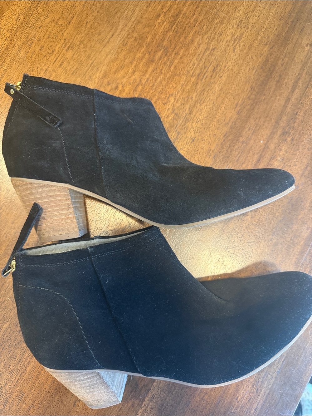 Seychelles Black Suede Ankle Booties with Back Zipper - Picture 3 of 5